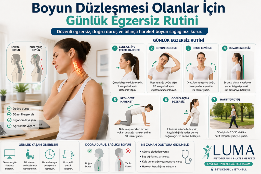 boyun düzleşmesi olanlar için günlük egzersiz rutini
